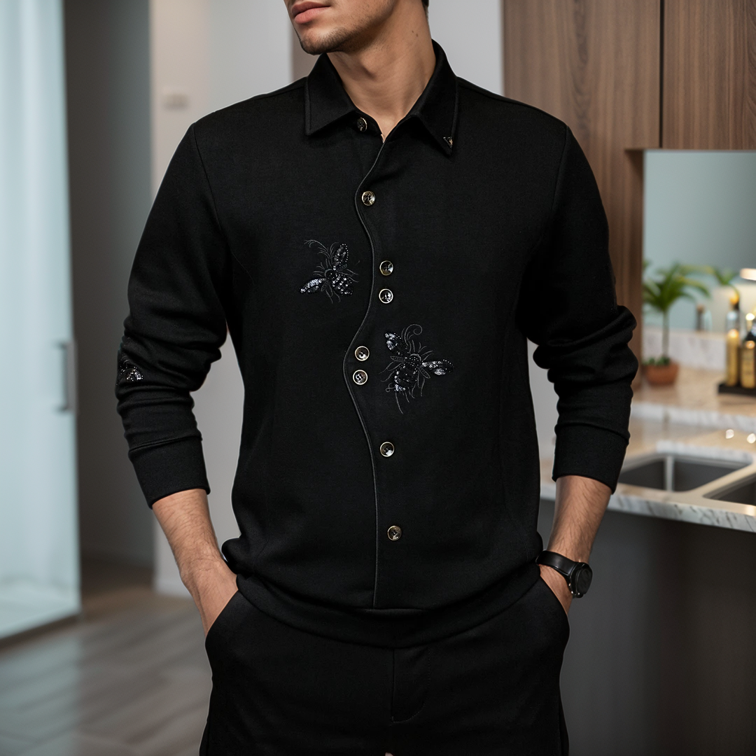 Rhinestone floral embroidered textured top