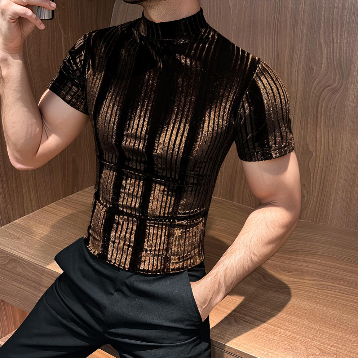 Smooth suede slim fit T-shirt