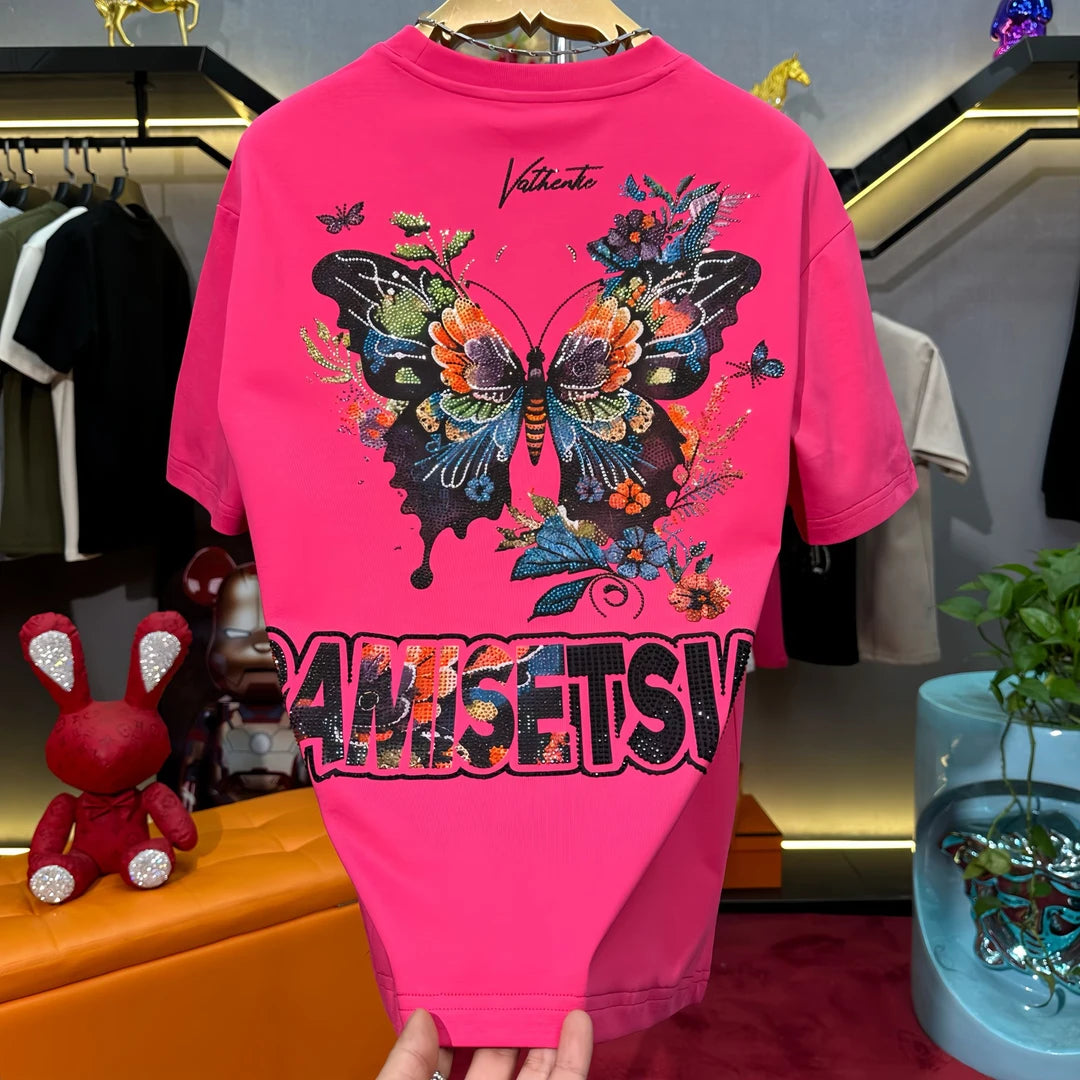 Sparkling rhinestone butterfly T-shirt