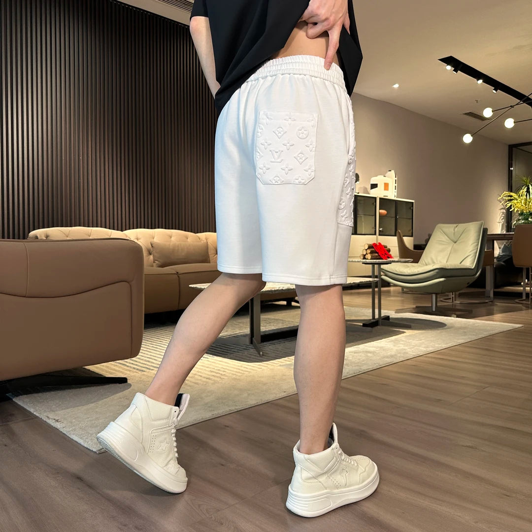 Embossed floral simple summer shorts
