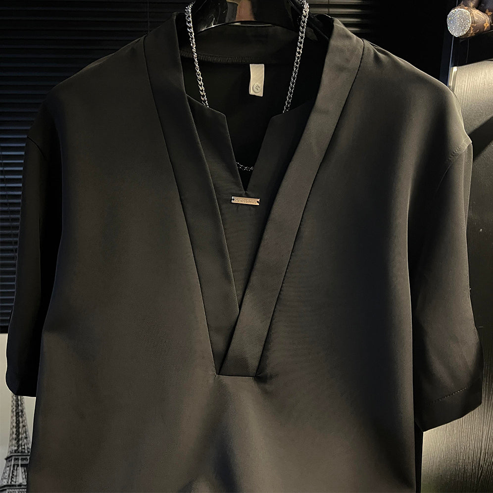 Minimalist Double Layer V Neck Top