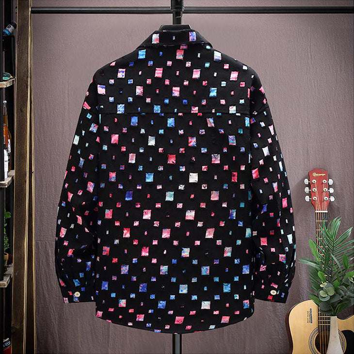 Color block holes coat