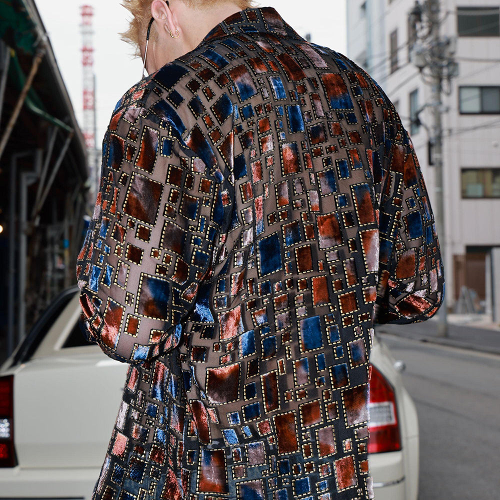 Colorful checkered semi-transparent sexy shirt