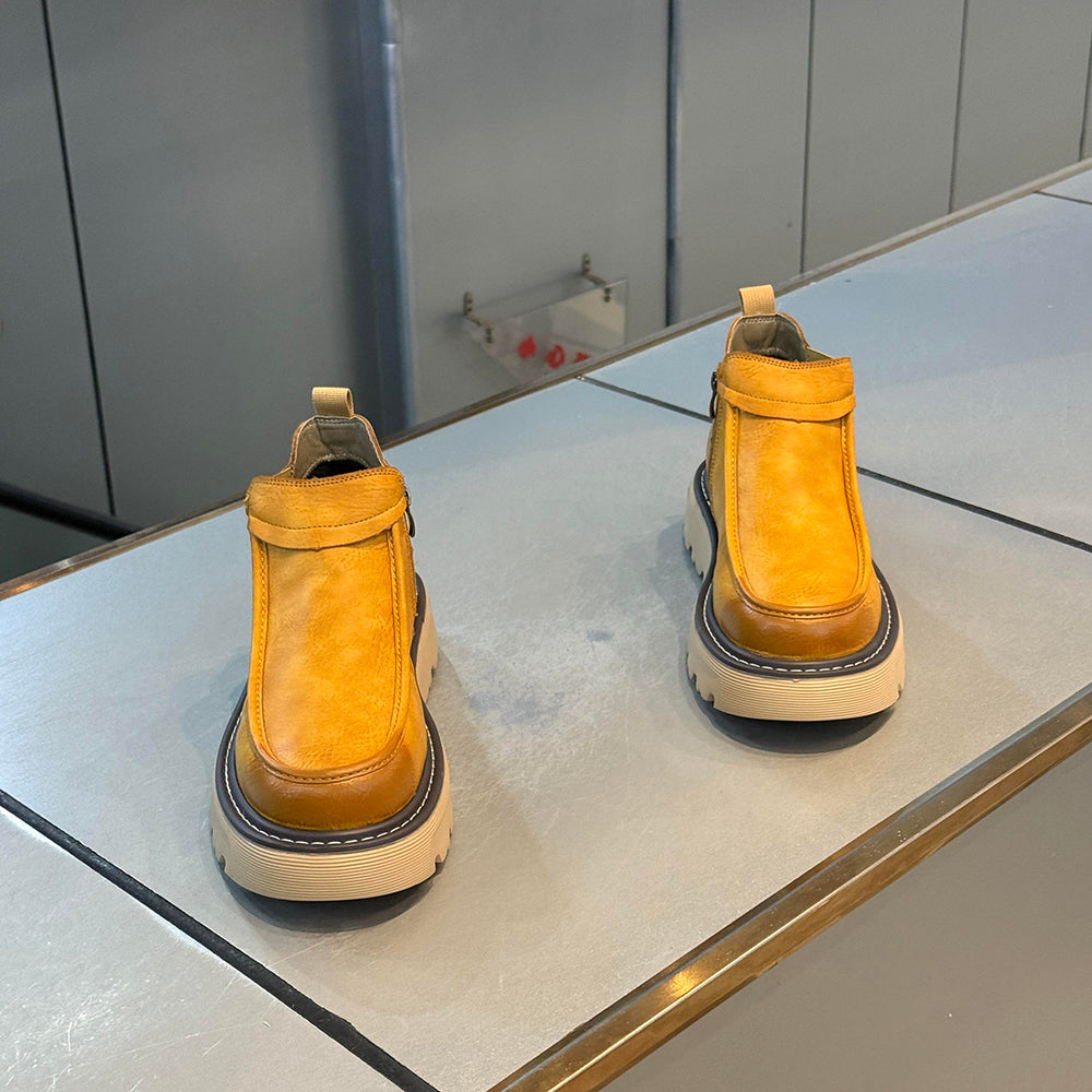 Soft leather slip-on low-top boots