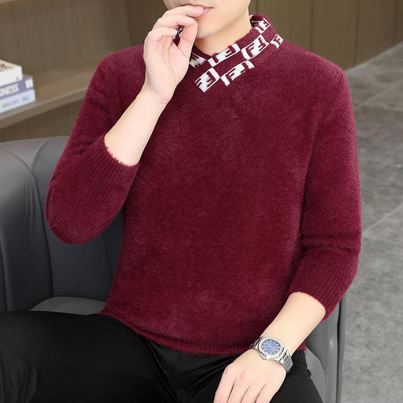 Cross-neck plush knit top