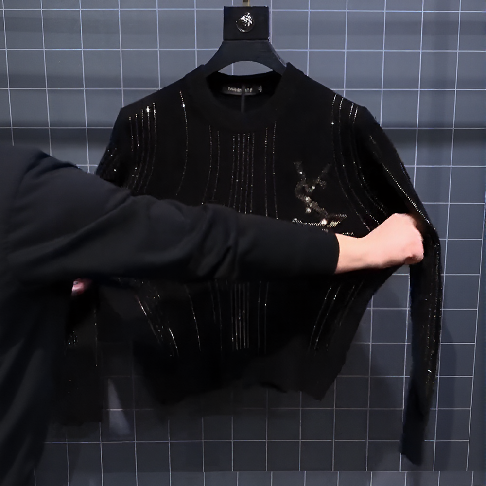 Vertical striped rhinestone luxury base layer top