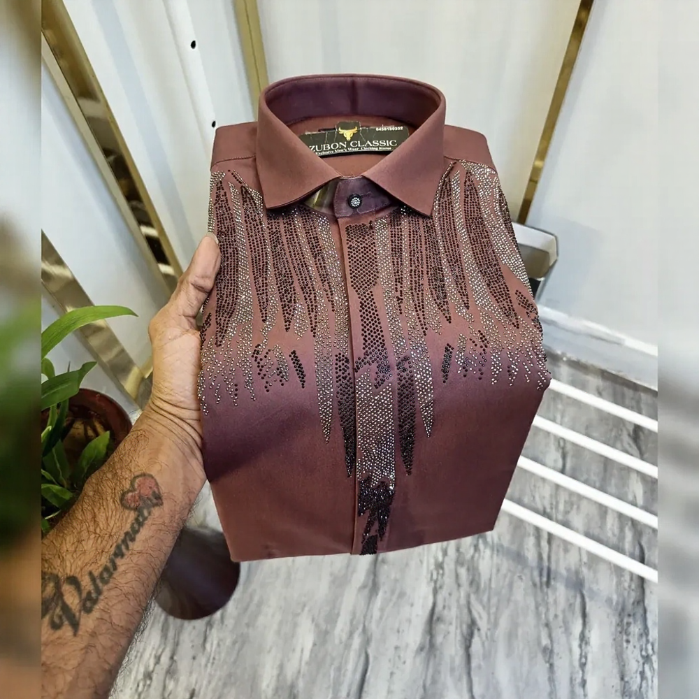 Glamorous rhinestone party shirt