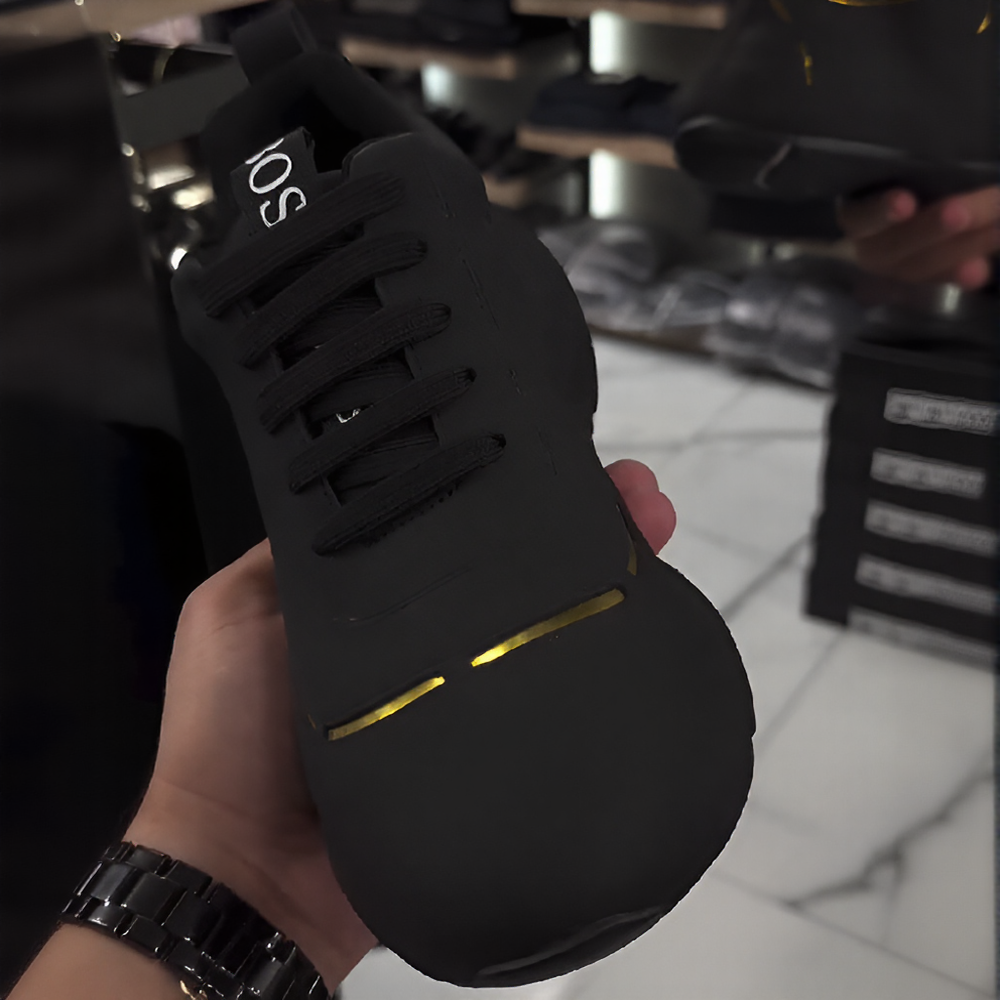 Pure black with gold thread sneakers