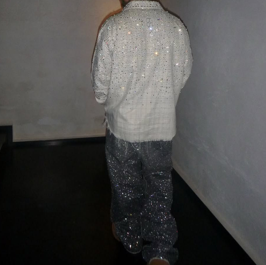 Gorgeous rhinestone wide-leg pants
