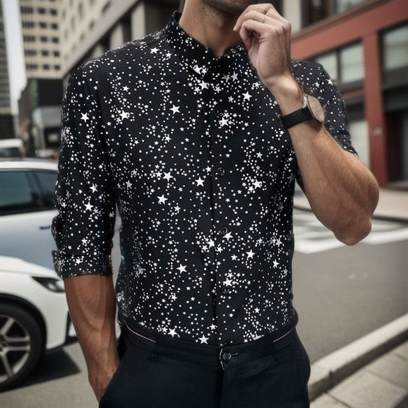 Starlight Print Ice Silk Shirt