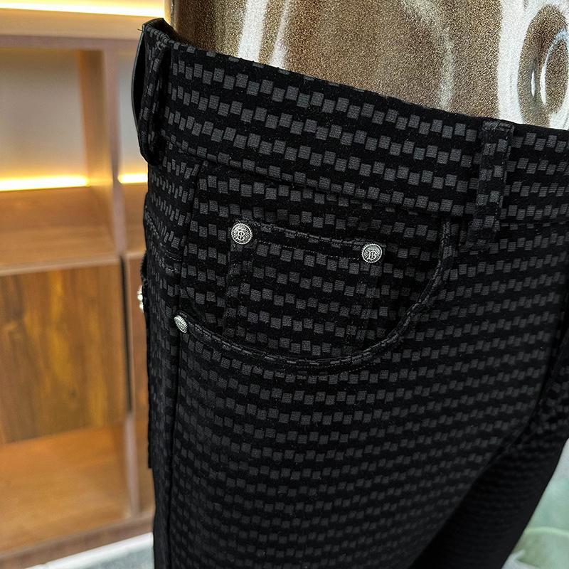 Soft texture slim fit trousers