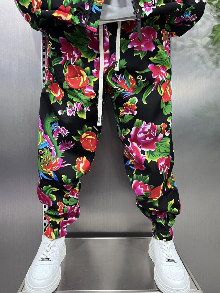 Blooming floral print warm Cotton Jacket OR Fleece Pants