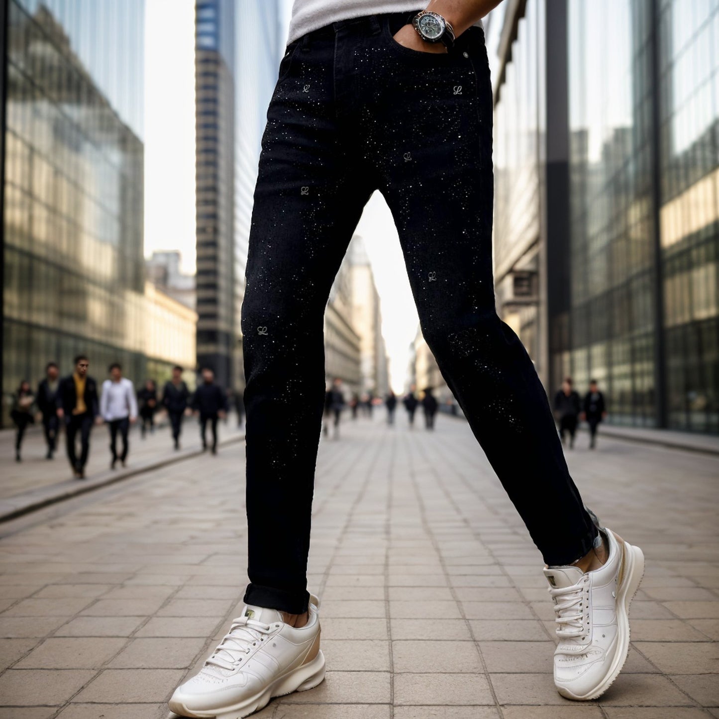 Soft rhinestone jeans