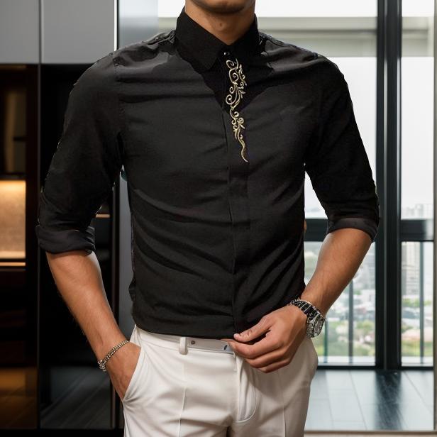 Vintage Textured Embroidered Shirt