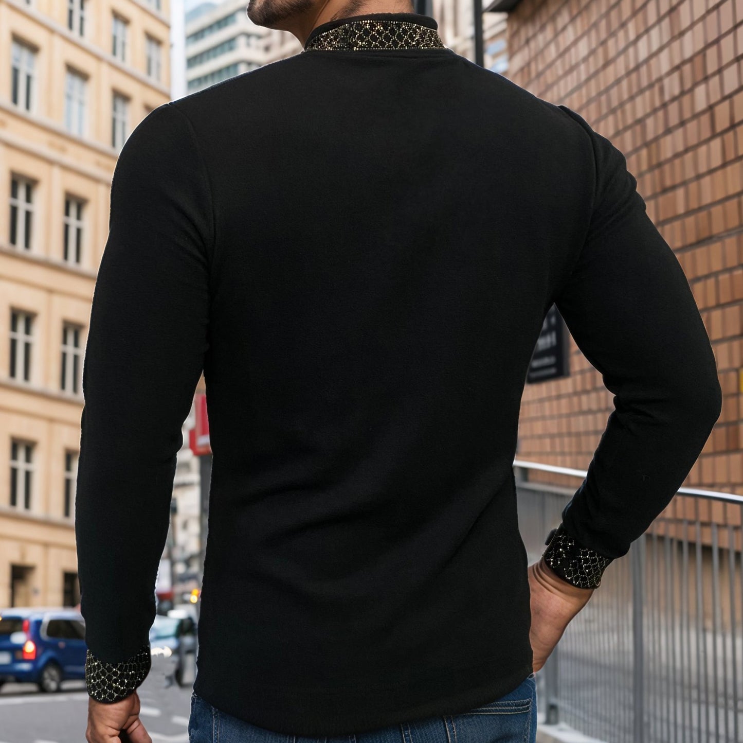 Rhinestone snake stretch slim fit top