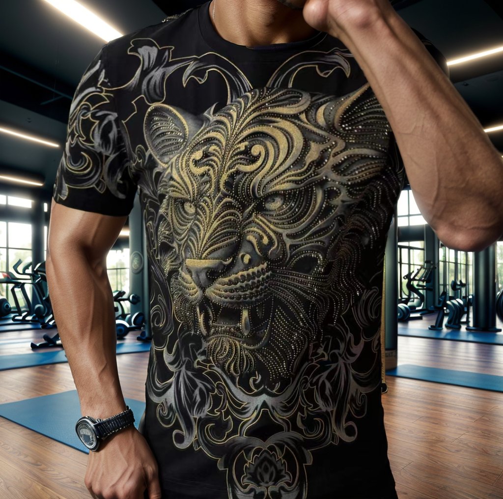 3D Tiger Rhinestone T-Shirt