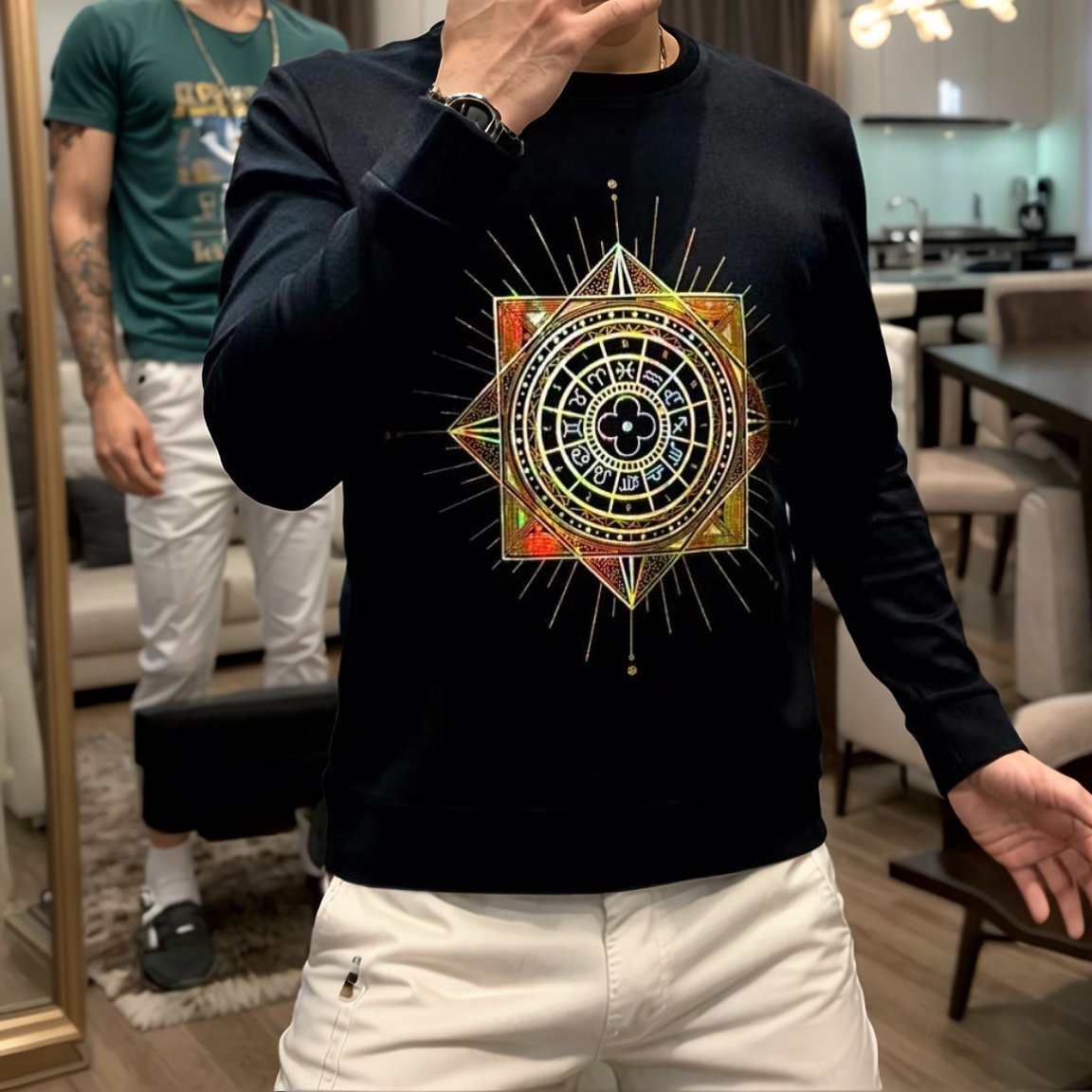 Shining Gold Lacquer Printed Sweatshirt