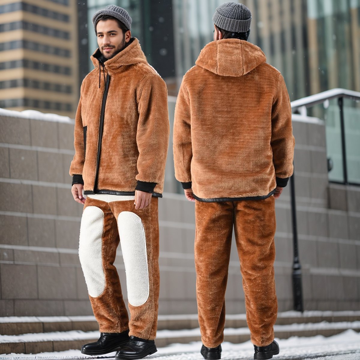 Windproof fleece warm two piece suit