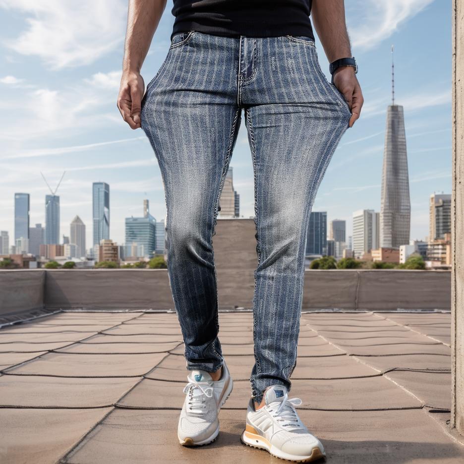 Striped slim-fit jeans