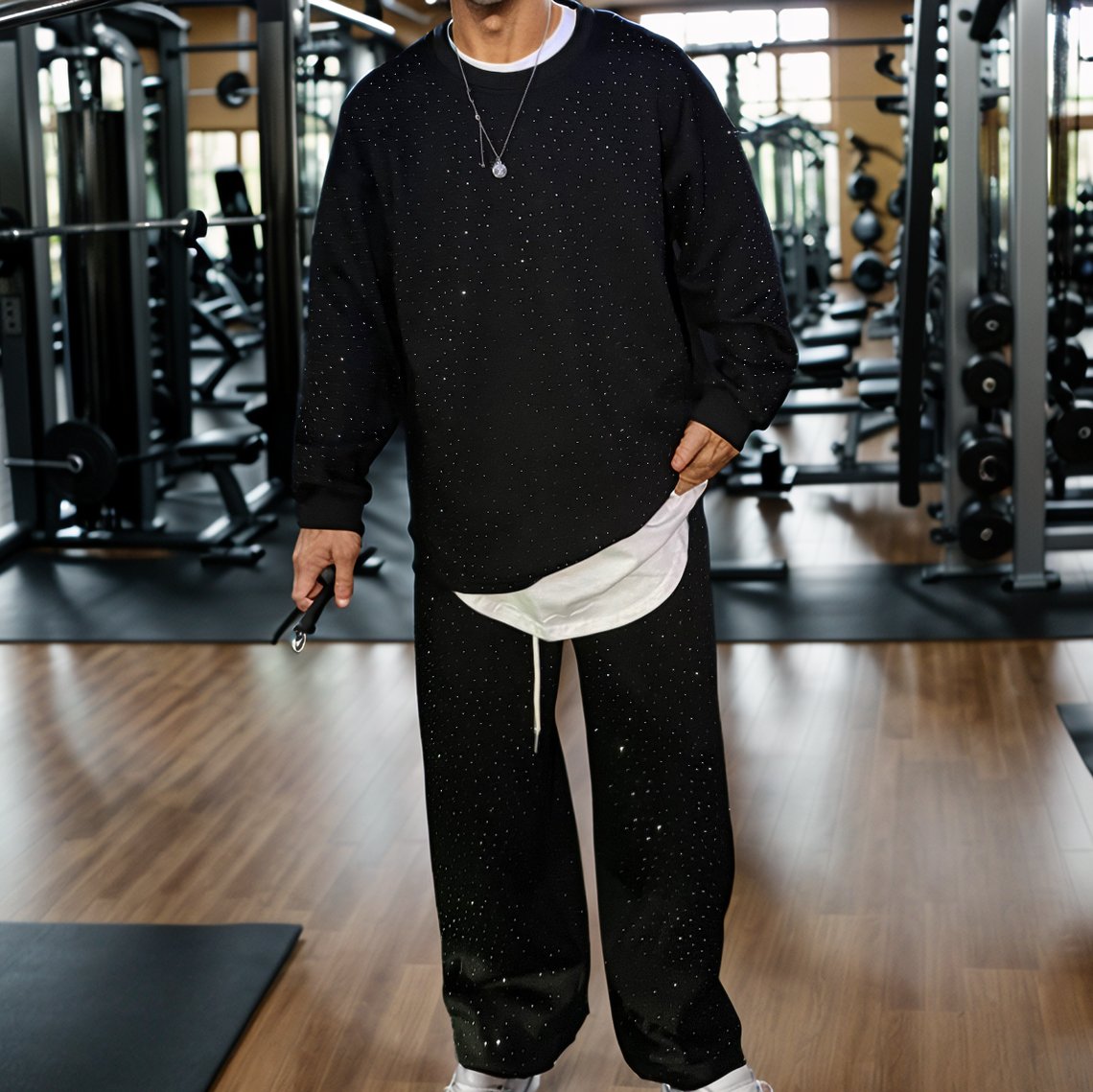 Rhinestone sweatshirt and sweatpants set