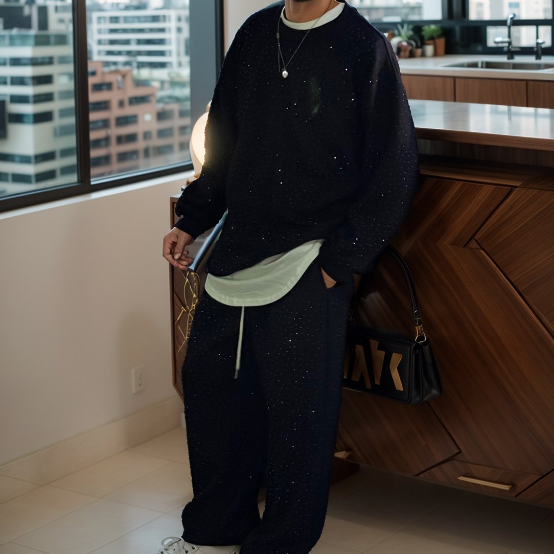Rhinestone sweatshirt and sweatpants set