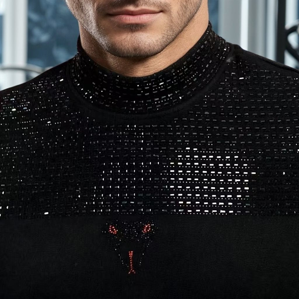Black Diamond Turtleneck Slim Fit Stretch Top