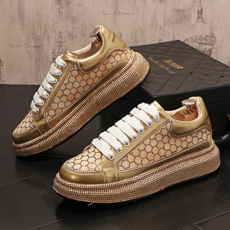 Honeycomb rhinestone casual flat shoes