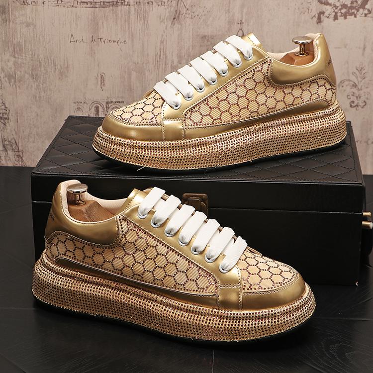 Honeycomb rhinestone casual flat shoes