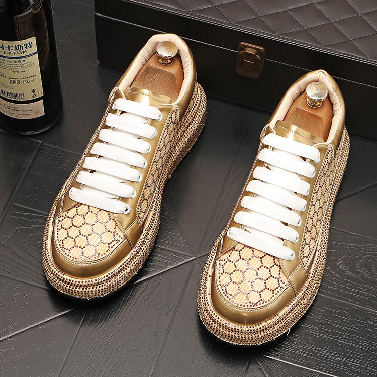 Honeycomb rhinestone casual flat shoes