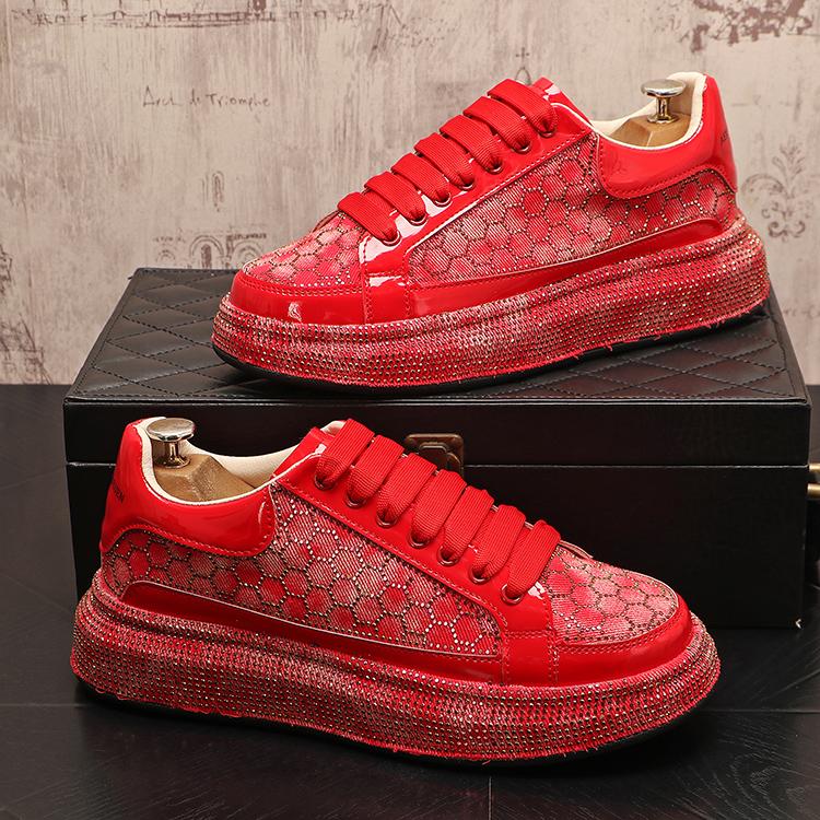 Honeycomb rhinestone casual flat shoes