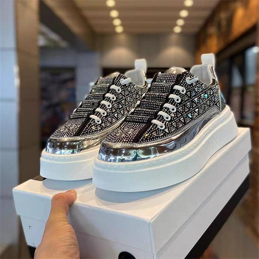 Glamorous rhinestone trendy street canvas shoes