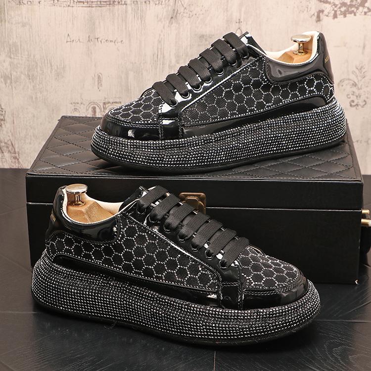 Honeycomb rhinestone casual flat shoes