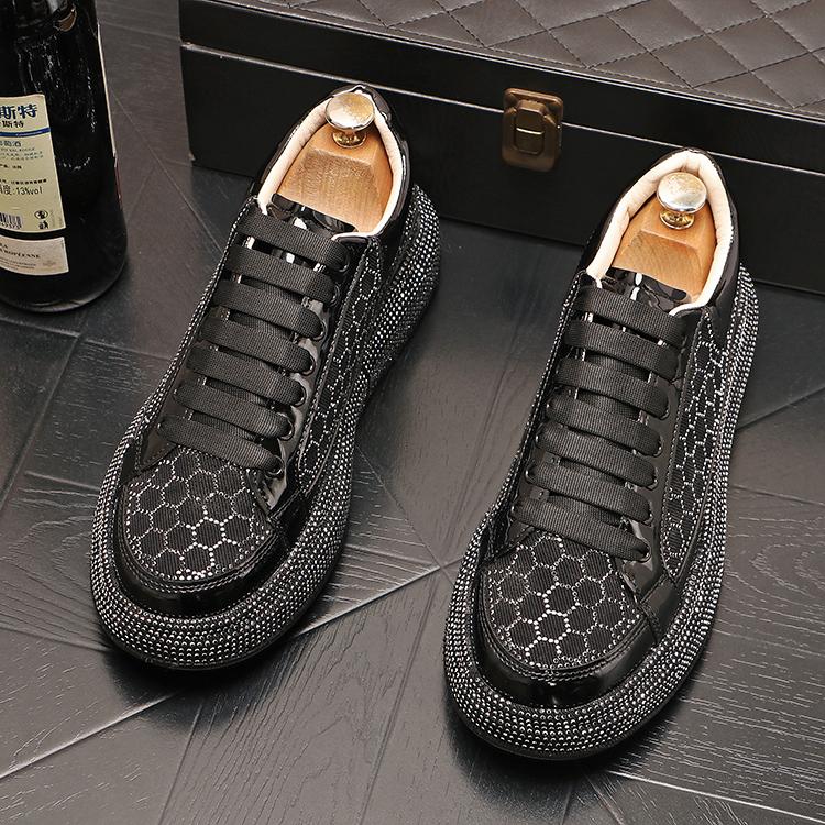 Honeycomb rhinestone casual flat shoes