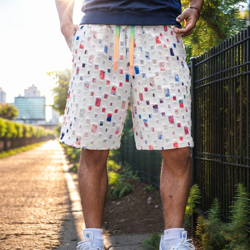 Ripped Color Block Soft Shorts