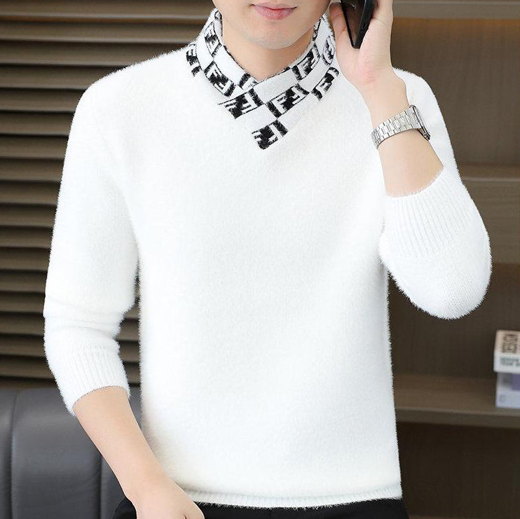 Cross-neck plush knit top