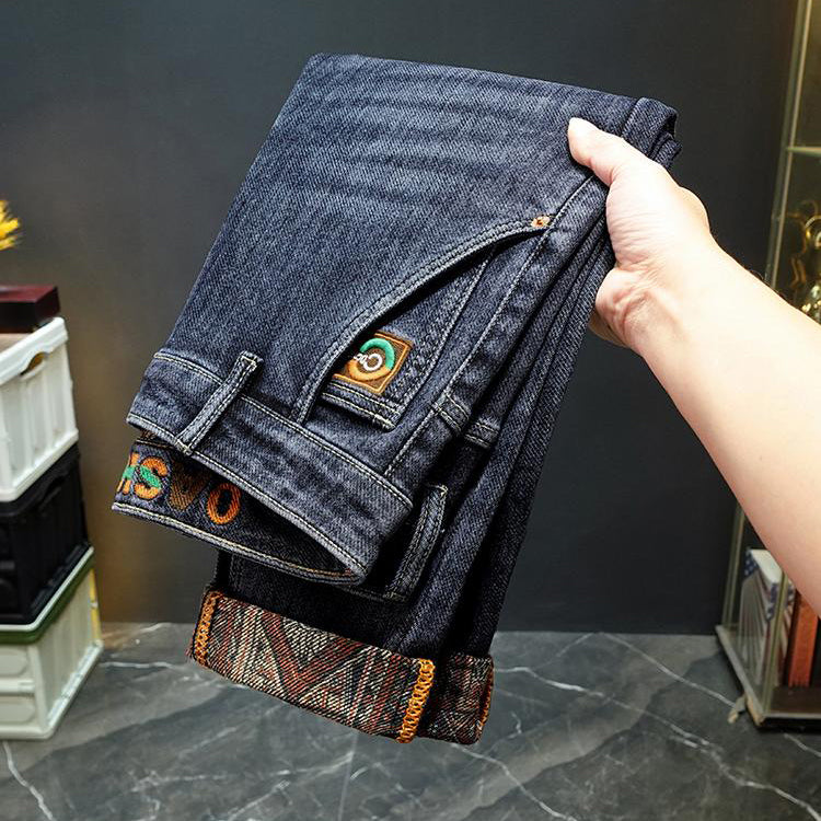 Vintage-style lining soft denim jeans