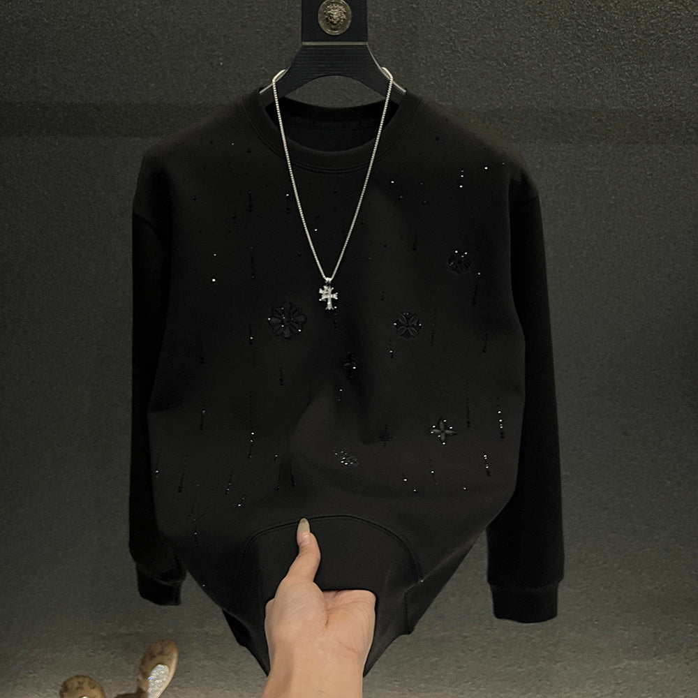 Luxury floral rhinestone sweatshirt