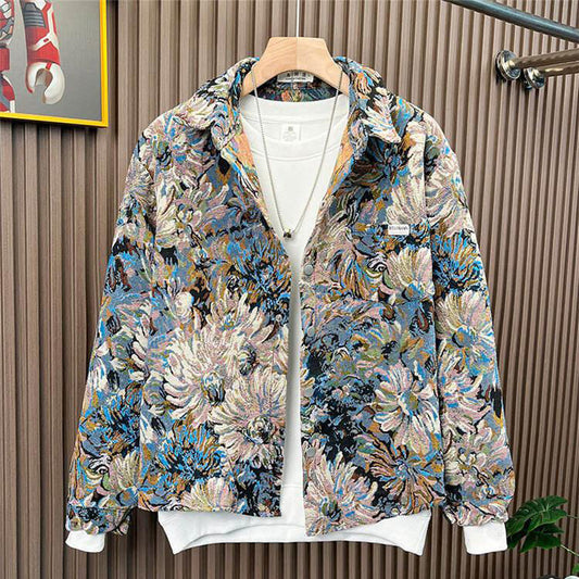 Retro oil painting style floral jacket