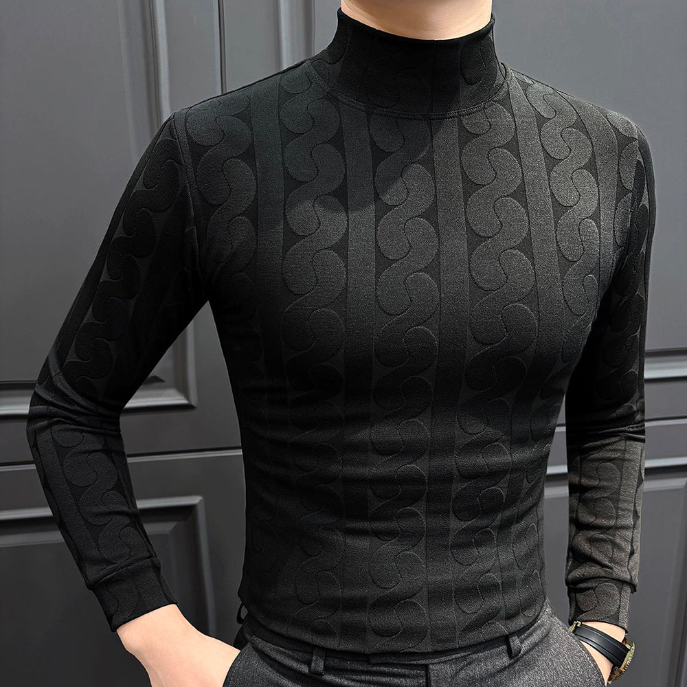 Patterned turtleneck knit base layer
