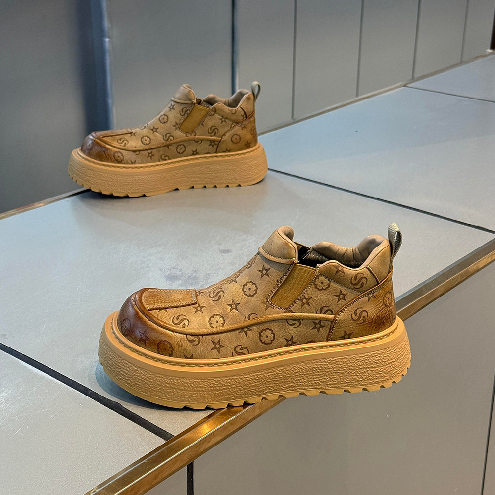 Luxury Embossed Slip-on Platform Shoes