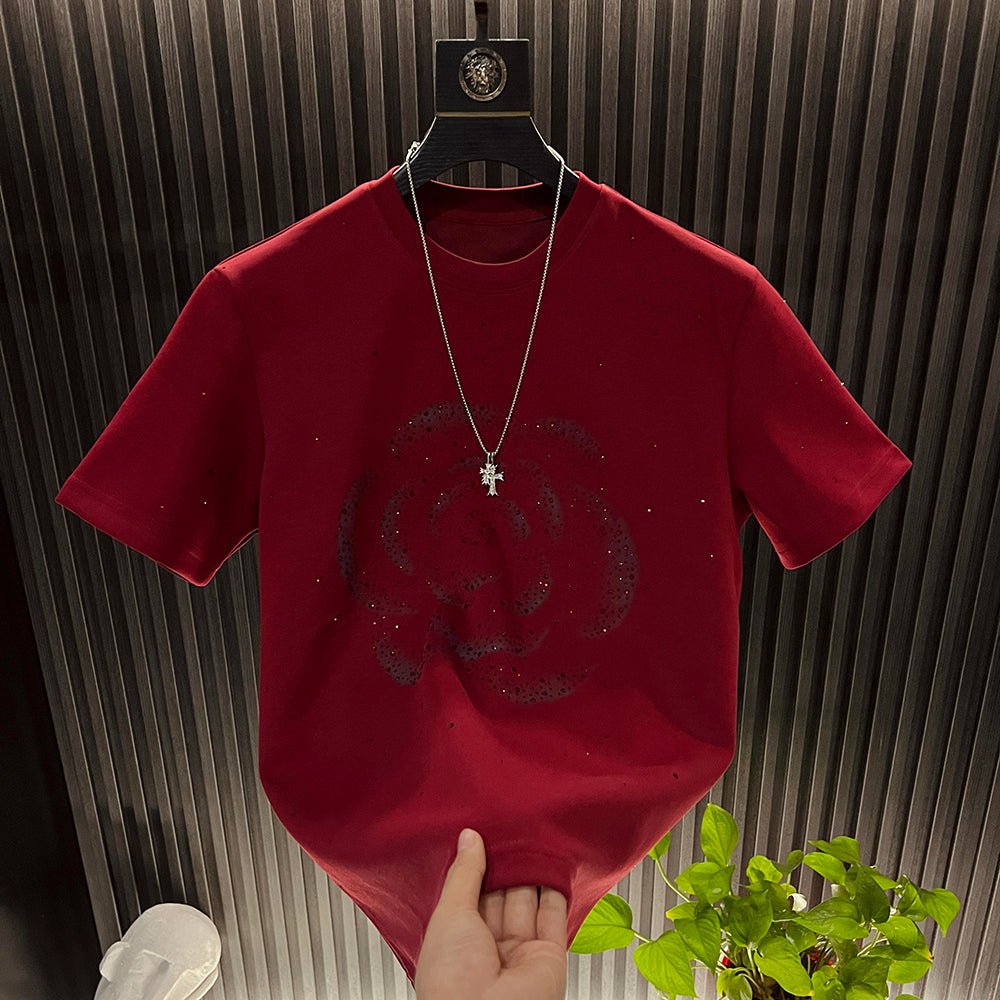 Rhinestone Rose Textured T-shirt