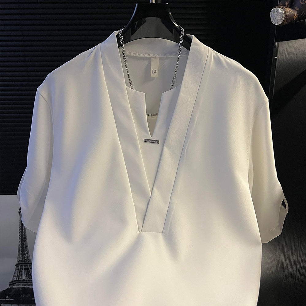 Minimalist Double Layer V Neck Top