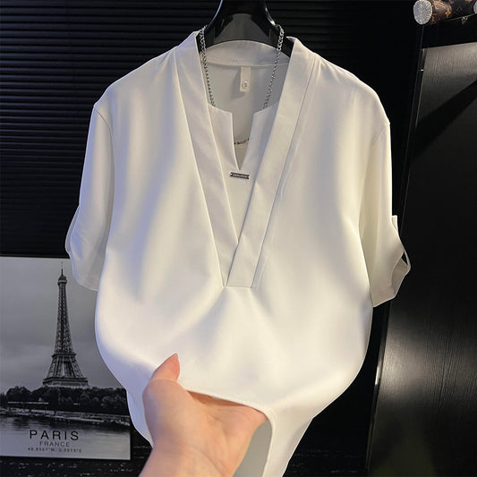 Minimalist Double Layer V Neck Top