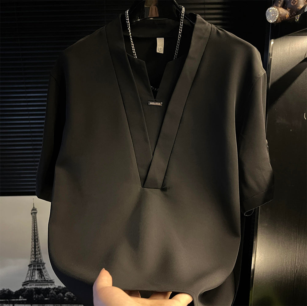 Minimalist Double Layer V Neck Top