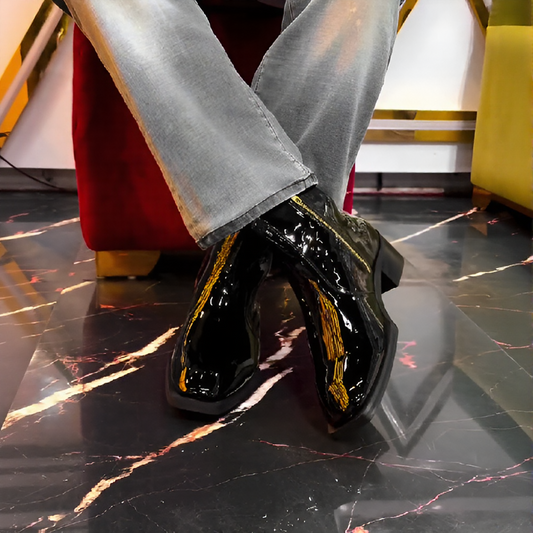 Soft shiny patent leather boots