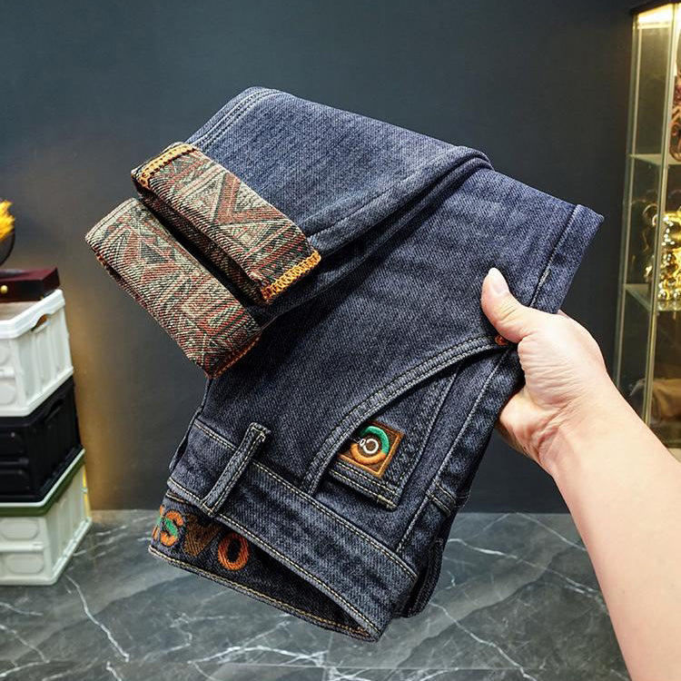 Vintage-style lining soft denim jeans