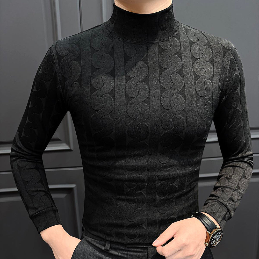 Patterned turtleneck knit base layer