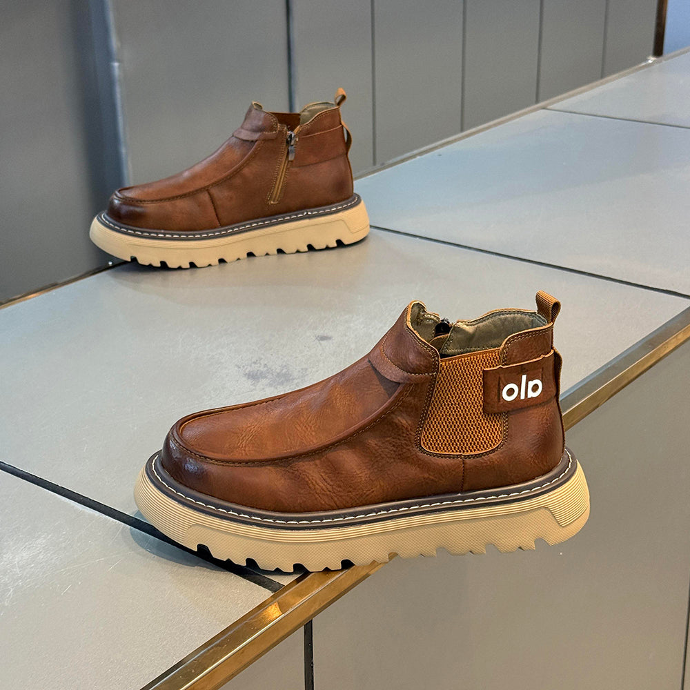 Soft leather slip-on low-top boots