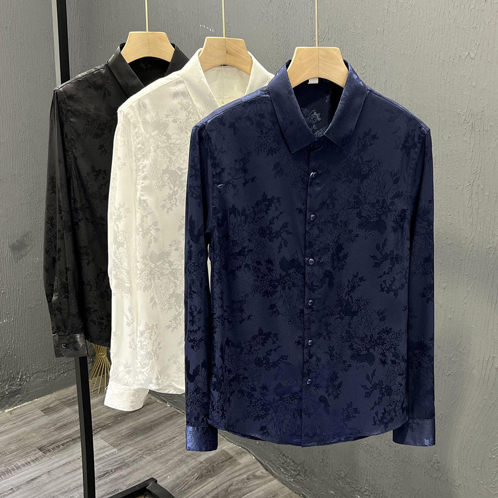 Silky reflective printed shirt