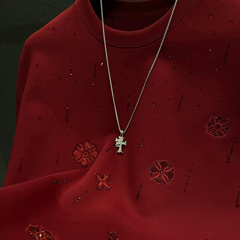Luxury floral rhinestone sweatshirt